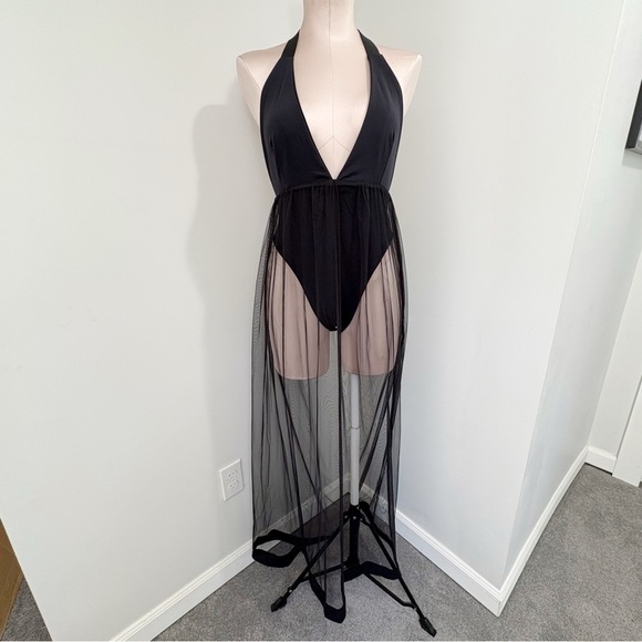 Daijanala Bodysuit Dress Sheer Maxi Dress Black Size Small Rare Custom Cheeky - Picture 2 of 16